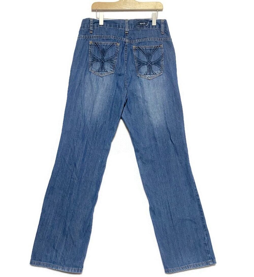 Bogari Women's Jeans Size 10 Dark Wash Blue Embellished Pockets